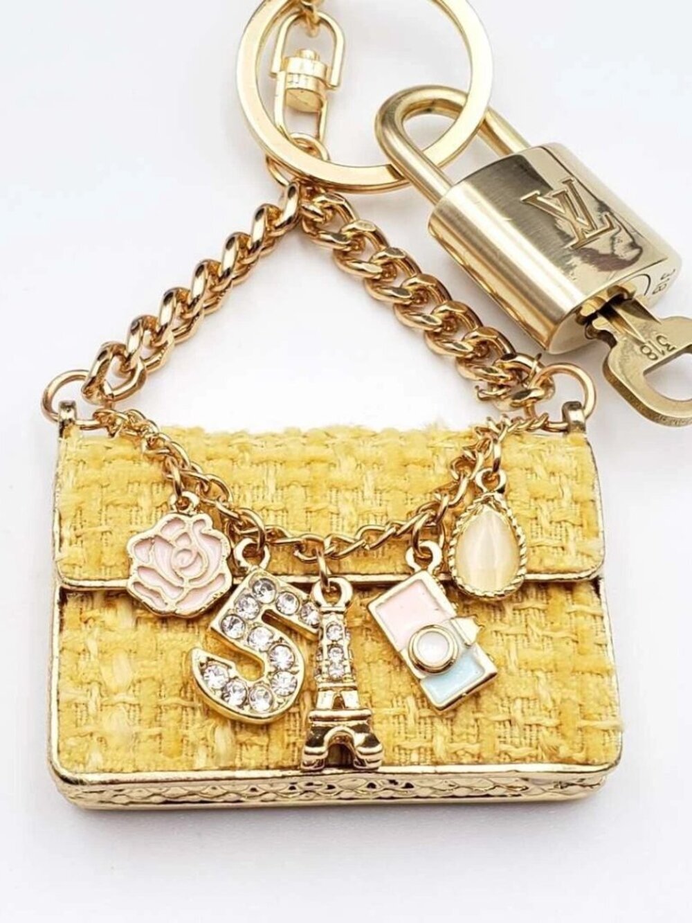 Louis Vuitton Gold Lock 🔒 Authentic LV Key + Unbranded Bag Charm - Picture 6 of 8